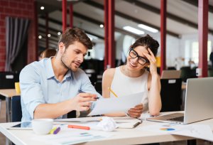 Business partners working together in office